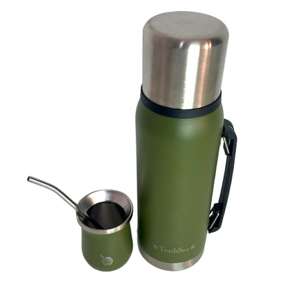 JUEGO DE MATE Y TERMO VERDE (CON BOMBILLA)